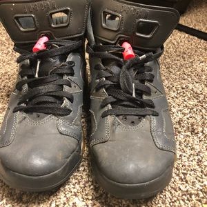 Gray pink and black Jordan six